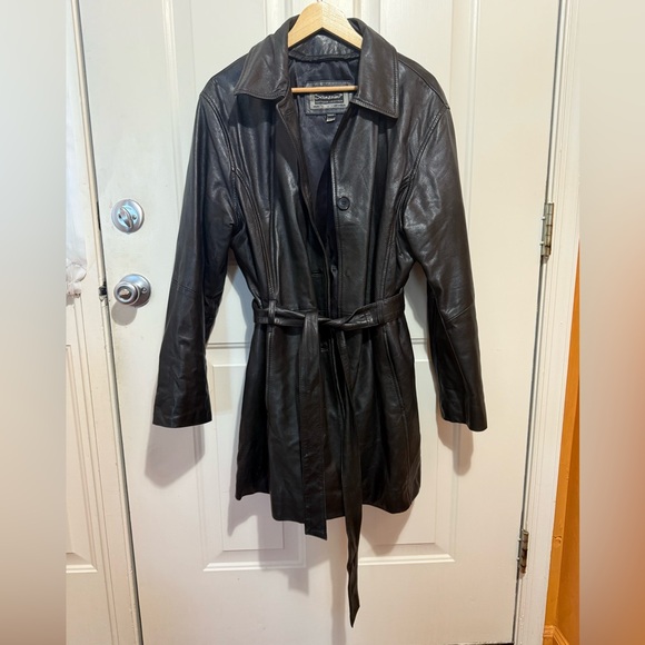 Sanzzini Jackets & Blazers - Vintage Black Leather Trench Coat